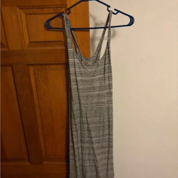 LOFT Gray Striped Maxi Tank Dress - Picture 3 of 4